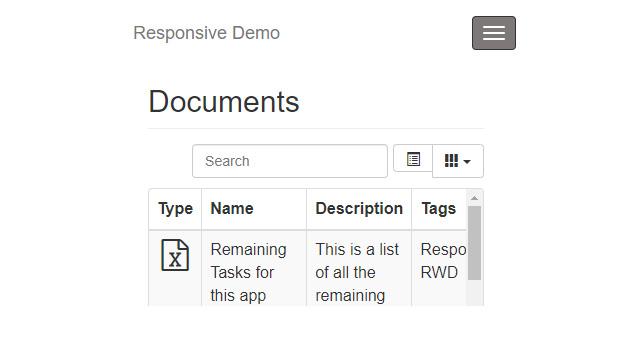 Responsive Single Page Dashboard with Table Search